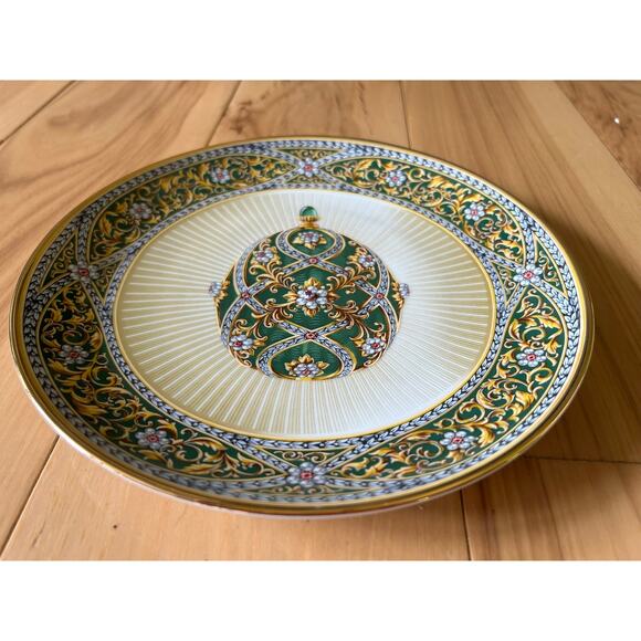 VTG HOUSE OF FABERGE FRANKLIN MINT Garden of Jewels Imperial Egg Plate 8" Green - Picture 4 of 6